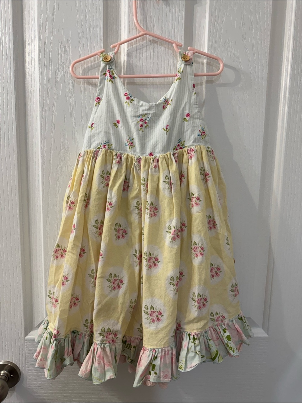 SweetHoney Girls Size 8Y Yellow & Cream Floral Ruffle Sundress